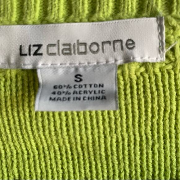 Liz Claiborne Lime Green Knit Sweater Size Small - Picture 5 of 6